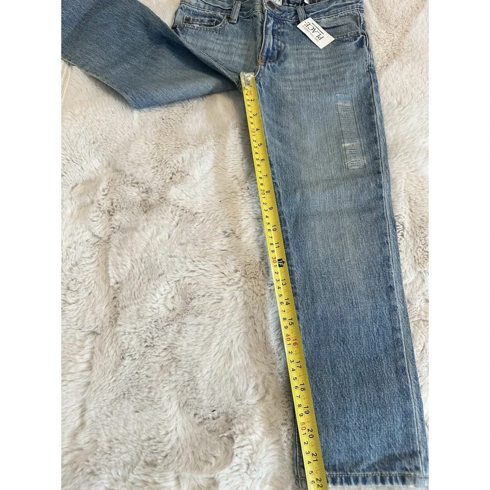 Childrens Place Boys Jeans Skinny Stretch Light Wash Adjustable Waist Size 7‎